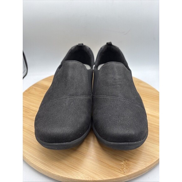 Clarks Women's Cloudsteppers Sillian Paz Slip-On Flats 9W Black Nubuck Comfort - Picture 3 of 9